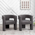 Fauteuil carré capitonné en tissu bouclé, 71 cm de large (lot de 2)