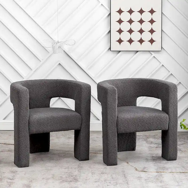 Fauteuil carré capitonné en tissu bouclé, 71 cm de large (lot de 2)