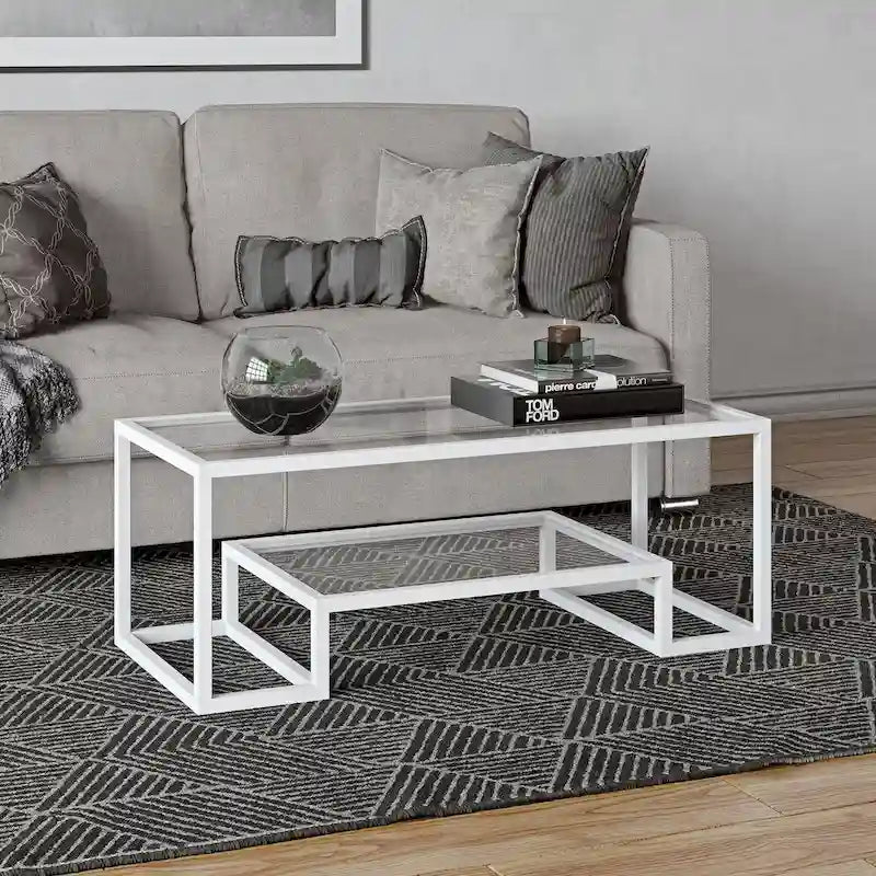 Table basse contemporaine en métal et verre Artemis