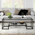 Table basse contemporaine en métal et verre Artemis