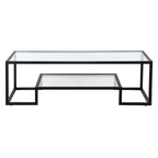 Table basse contemporaine en métal et verre Artemis