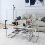 Table basse contemporaine en métal et verre Artemis