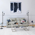 Table basse contemporaine en métal et verre Artemis