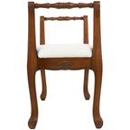 Banc en tissu avec pieds tournés en bois traditionnel marron - Crème