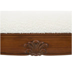 Banc en tissu avec pieds tournés en bois traditionnel marron - Crème