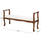 Banc en tissu avec pieds tournés en bois traditionnel marron - Crème