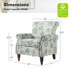Fauteuils d'appoint traditionnels en polyester Nyctelius avec motif et garniture cloutée (lot de 2)
