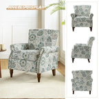 Fauteuils d'appoint traditionnels en polyester Nyctelius avec motif et garniture cloutée (lot de 2)