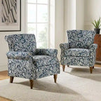 Fauteuils d'appoint traditionnels en polyester Nyctelius avec motif et garniture cloutée (lot de 2)