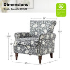 Fauteuils d'appoint traditionnels en polyester Nyctelius avec motif et garniture cloutée (lot de 2)