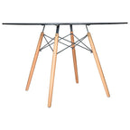 Table de salle à manger ronde moderne Dover 47 pour 4 personnes - Table classique du milieu du siècle avec plateau en verre/bois pour salon et cuisine