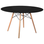 Table de salle à manger ronde moderne Dover 47 pour 4 personnes - Table classique du milieu du siècle avec plateau en verre/bois pour salon et cuisine