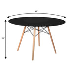 Table de salle à manger ronde moderne Dover 47 pour 4 personnes - Table classique du milieu du siècle avec plateau en verre/bois pour salon et cuisine