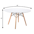 Table de salle à manger ronde moderne Dover 47 pour 4 personnes - Table classique du milieu du siècle avec plateau en verre/bois pour salon et cuisine
