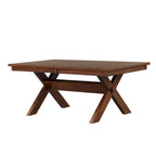 Table à manger extensible Karven Wood Trestle avec rallonge, Noisette foncée