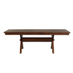 Table à manger extensible Karven Wood Trestle avec rallonge, Noisette foncée