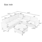 Canapé d'angle modulable avec ottoman en forme de L pour salon, bureau