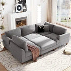 Canapé d'angle modulable avec ottoman en forme de L pour salon, bureau