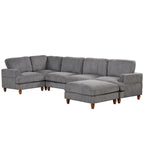Canapé d'angle modulable avec ottoman en forme de L pour salon, bureau