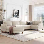 Canapé d'angle modulable avec ottoman en forme de L pour salon, bureau