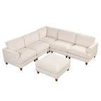 Canapé d'angle modulable avec ottoman en forme de L pour salon, bureau