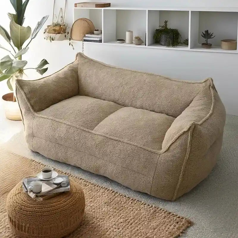 Canapé Paresseux Teddy Faux Tissu Canapé de Salon Fauteuil Poire avec Mousse à Mémoire de Forme