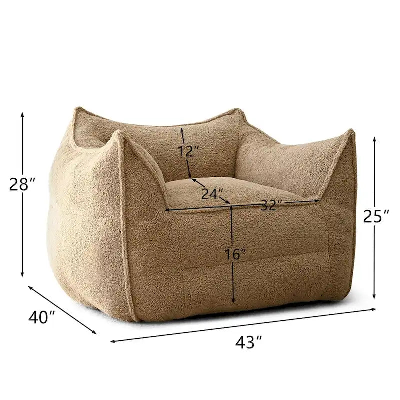Canapé Paresseux Teddy Faux Tissu Canapé de Salon Fauteuil Poire avec Mousse à Mémoire de Forme