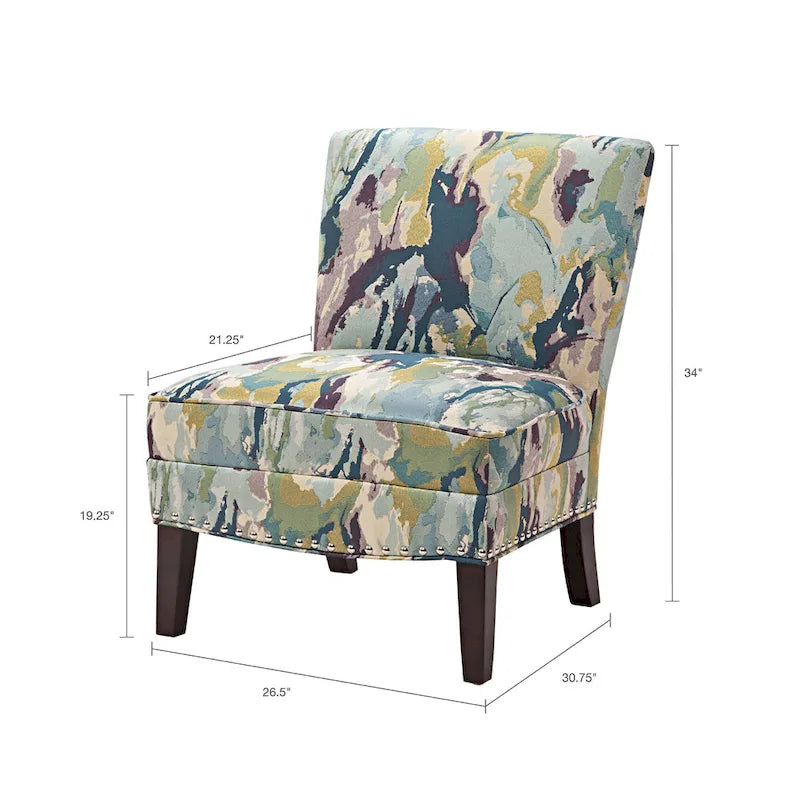 Fauteuil d'appoint sans accoudoirs Alex avec imprimé artistique