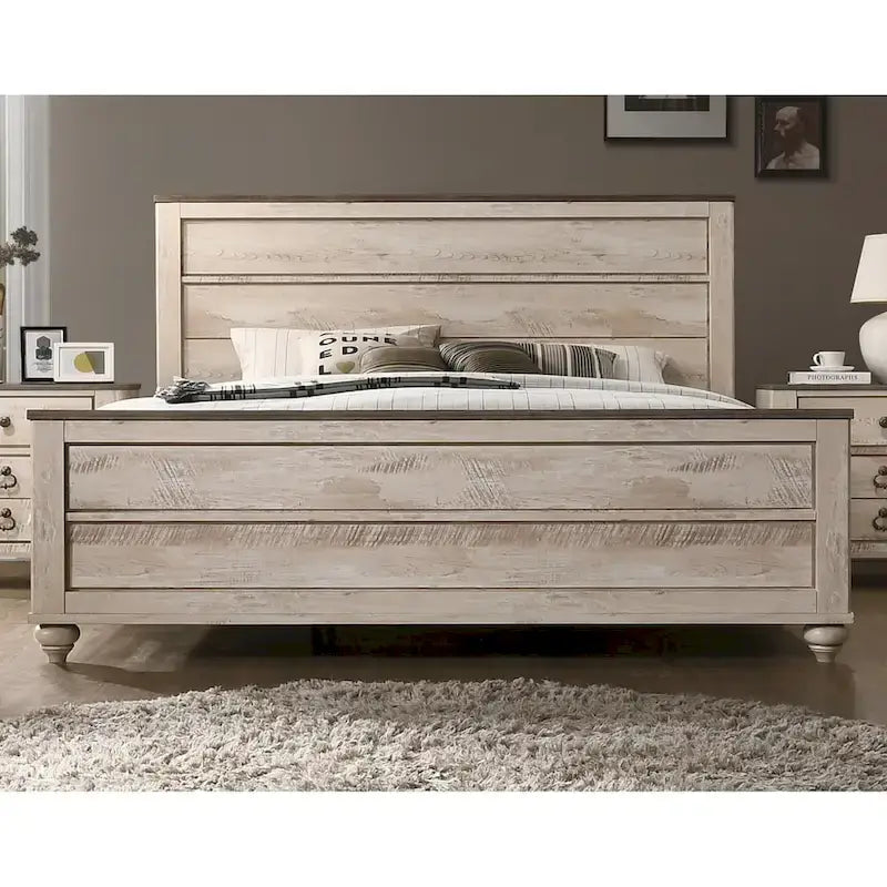 Parure de chambre contemporaine blanchie 5 pièces très grand lit Imerland
