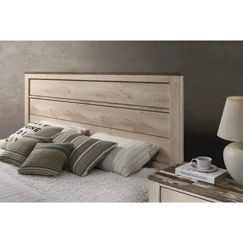 Parure de chambre contemporaine blanchie 5 pièces très grand lit Imerland