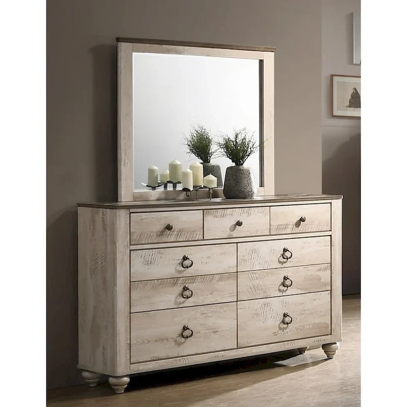 Parure de chambre contemporaine blanchie 5 pièces très grand lit Imerland