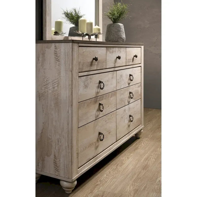 Parure de chambre contemporaine blanchie 5 pièces très grand lit Imerland