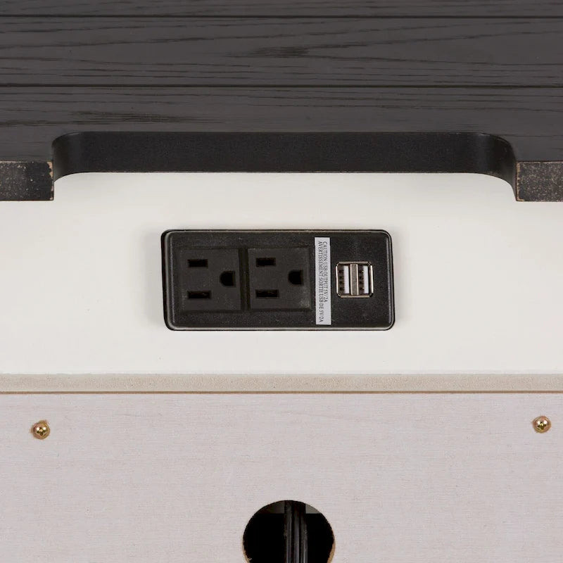Table de chevet Allyson Park White Night avec station de charge