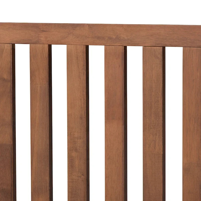 Lit plateforme en bois à finition noyer marron Saki Mid-Century Modern