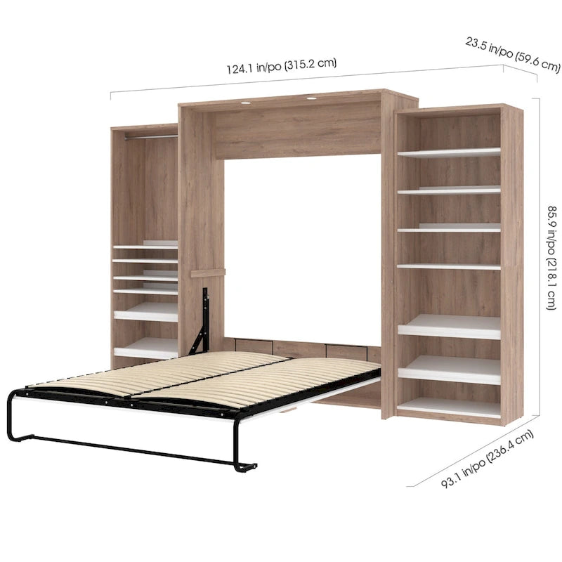 Lit escamotable grand lit Cielo 125W avec 2 étagères