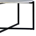 Table basse ronde Ivy de 30 pouces avec plateau en marbre et cadre en métal, blanc et noir