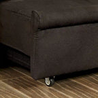 Canapé futon de rangement capitonné en tissu marron de transition
