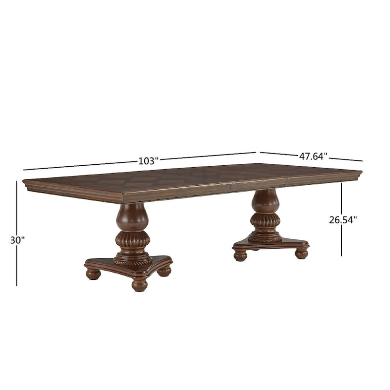 Table de salle à manger à double piédestal Constantinople avec rallonge