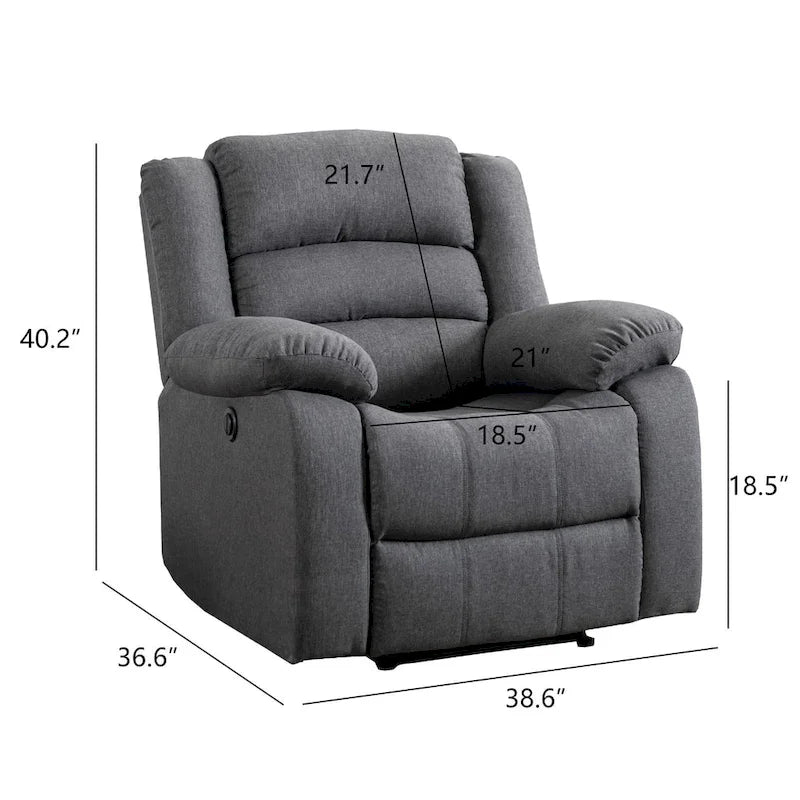 Fauteuil inclinable électrique avec accoudoirs rembourrés et port USB