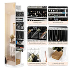 Armoire à bijoux miroir pleine longueur 360 avec portemanteau - S.O.