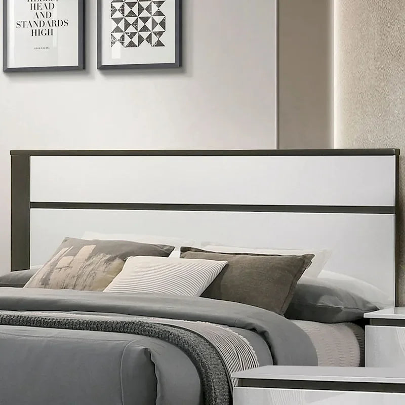 Chambre à coucher moderne en bois blanc 3 pièces avec plateforme (USB)