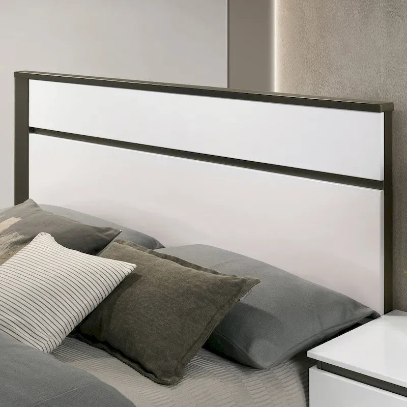 Chambre à coucher moderne en bois blanc 3 pièces avec plateforme (USB)