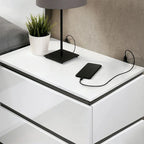 Chambre à coucher moderne en bois blanc 3 pièces avec plateforme (USB)
