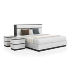 Chambre à coucher moderne en bois blanc 3 pièces avec plateforme (USB)