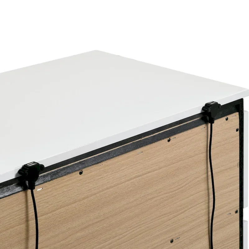 Chambre à coucher moderne en bois blanc 3 pièces avec plateforme (USB)