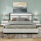 Chambre à coucher moderne en bois blanc 3 pièces avec plateforme (USB)