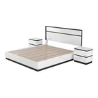 Chambre à coucher moderne en bois blanc 3 pièces avec plateforme (USB)