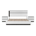 Chambre à coucher moderne en bois blanc 3 pièces avec plateforme (USB)