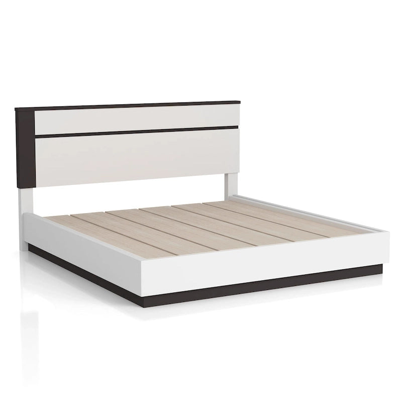 Chambre à coucher moderne en bois blanc 3 pièces avec plateforme (USB)