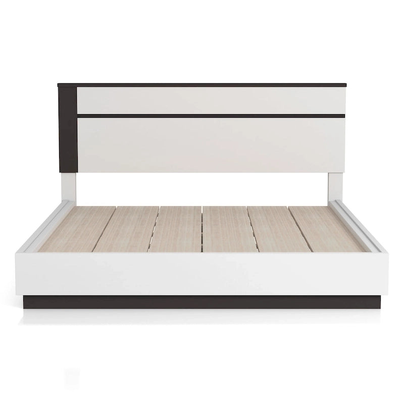 Chambre à coucher moderne en bois blanc 3 pièces avec plateforme (USB)